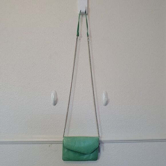 Hobo The Original Daria Leather Crossbody Embossed Aqua Silver Chain Strap - Picture 1 of 16
